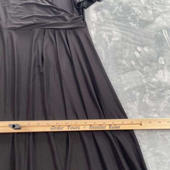 Chaus Dress Womens Large Black Jersey Knit Sequin Flutter Sleeve Surplice Neck - Picture 7 of 14